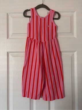 GAP Pink and Red Striped Sleeveless Jumpsuit